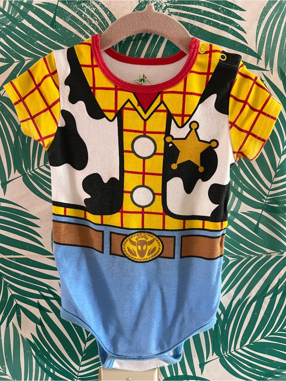 Disney Woody Cowboy Bodysuit - Yellow, Blue, Black, White Sz 18m Toy Story